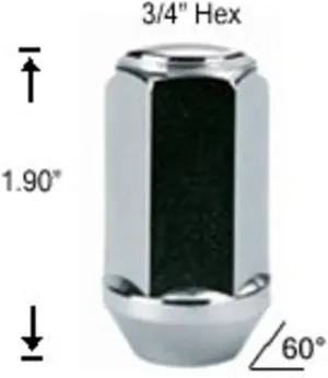 (20 pcs) 7/16 Lug Nuts Bulge XL Acorn Chrome  1.9" Long  3/4" HEX  Most GM Chevy Oldsmobile 7/16-20 (20 pcs) 7/16 Lug Nuts Bulge XL Acorn Chrome  1.9" Long  3/4" HEX  Most GM Chevy Oldsmobile 7/16-20