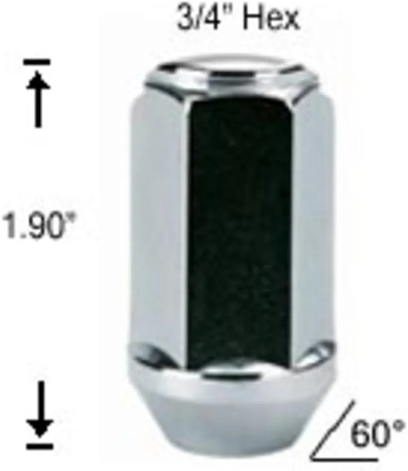 (20 pcs) 7/16 Lug Nuts Bulge XL Acorn Chrome  1.9" Long  3/4" HEX  Most GM Chevy Oldsmobile 7/16-20