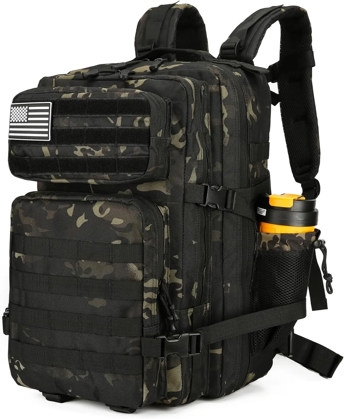 25L Tactical Backpack for Men Women Military Backpack Army Assault Pack Molle Backpack Small Bug Out Bag Travel Rucksack Daypack (Black CP)