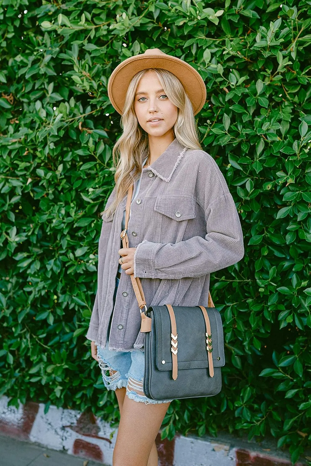 ALYSSA Double Compartment Large Flapover Crossbody Bag