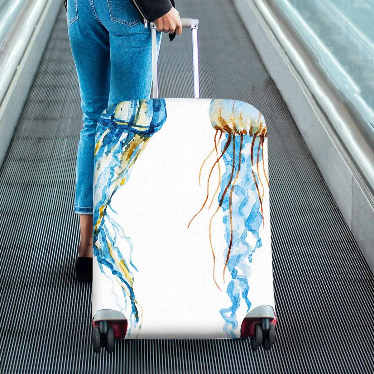 Animals themed Cover for Luggage suitcase printed nice watercolor jellyfish