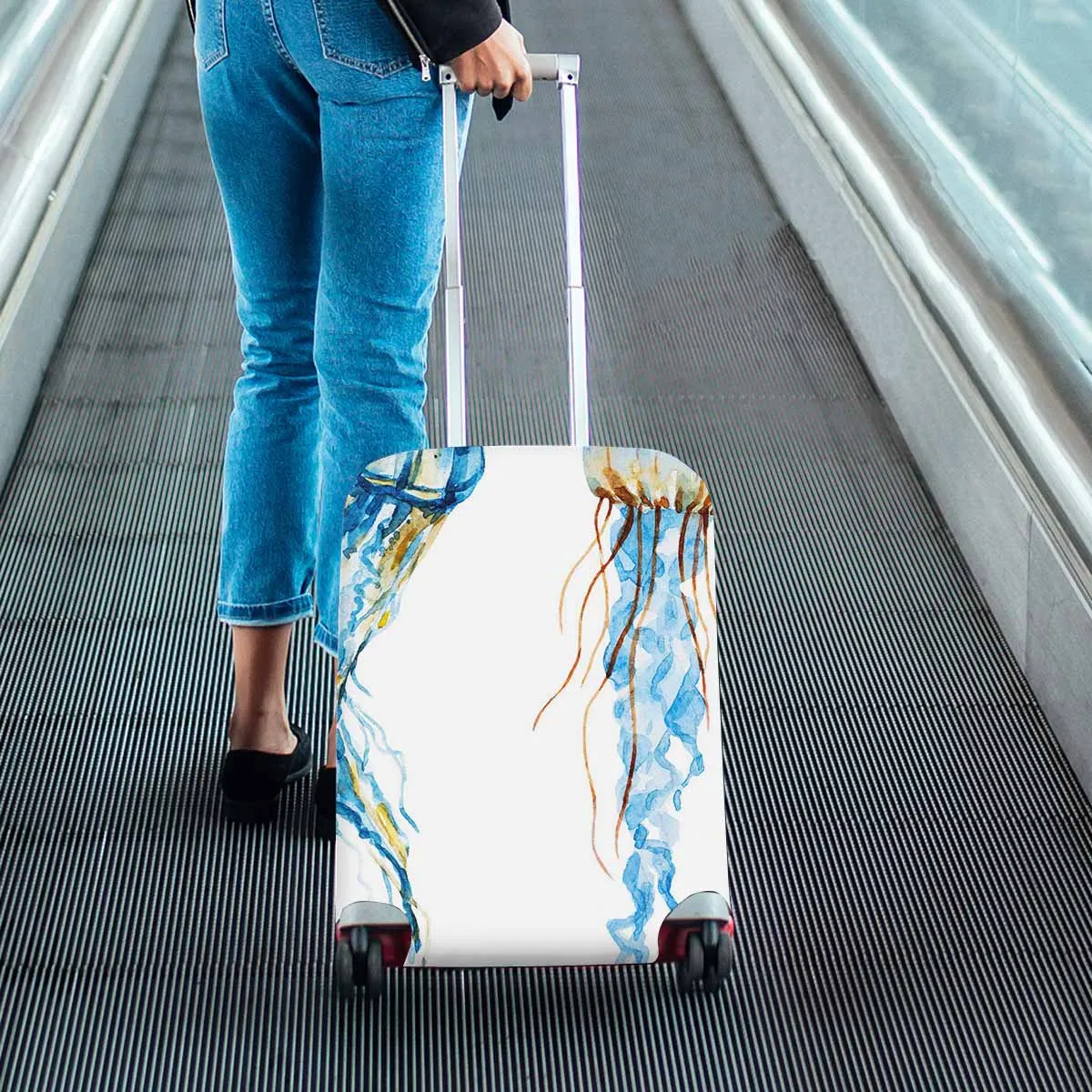 Animals themed Cover for Luggage suitcase printed nice watercolor jellyfish