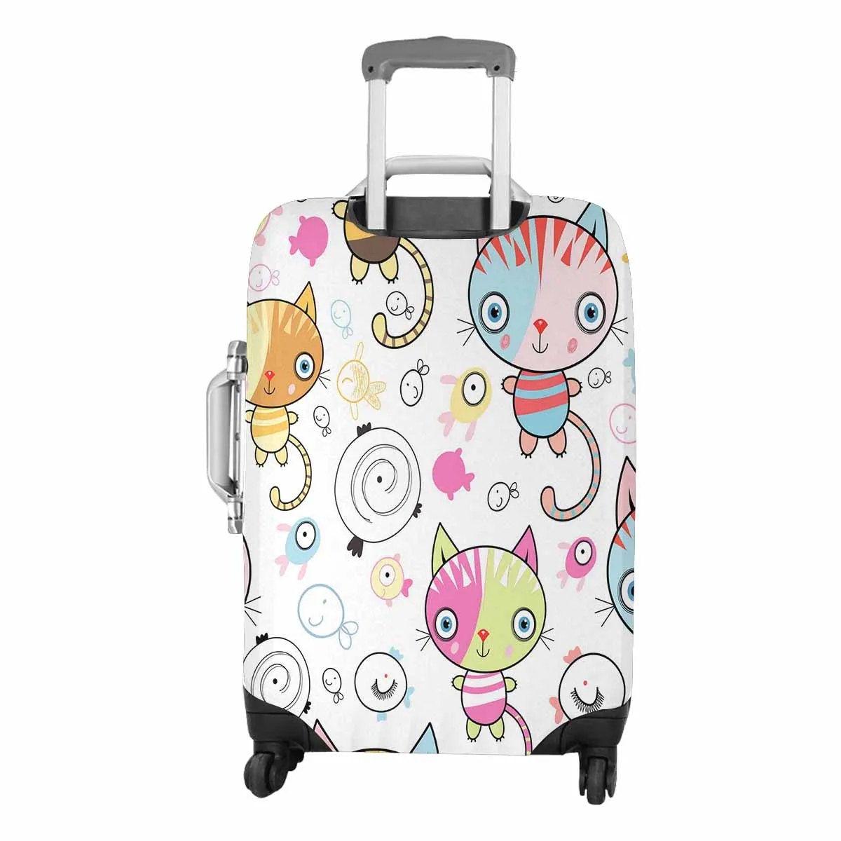Animals themed Cover for Luggage suitcase printed Pattern of kittens and fish