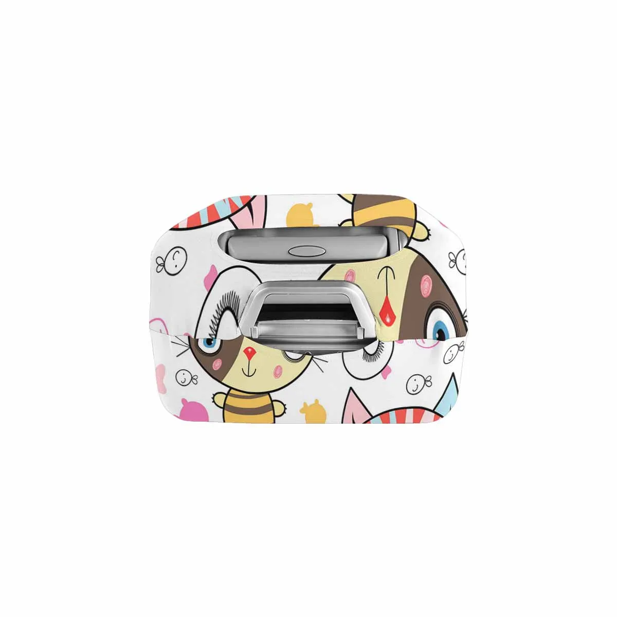 Animals themed Cover for Luggage suitcase printed Pattern of kittens and fish