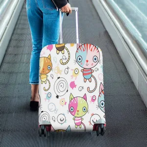 Animals themed Cover for Luggage suitcase printed Pattern of kittens and fish