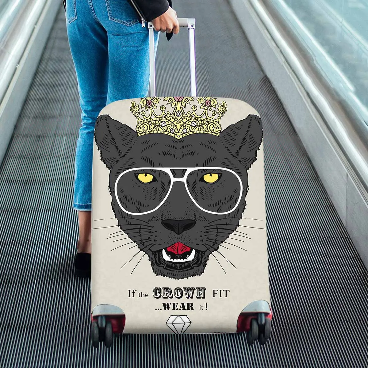 Animals themed Cover for Luggage suitcase printed portrait of panther girl princess
