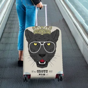Animals themed Cover for Luggage suitcase printed portrait of panther girl princess
