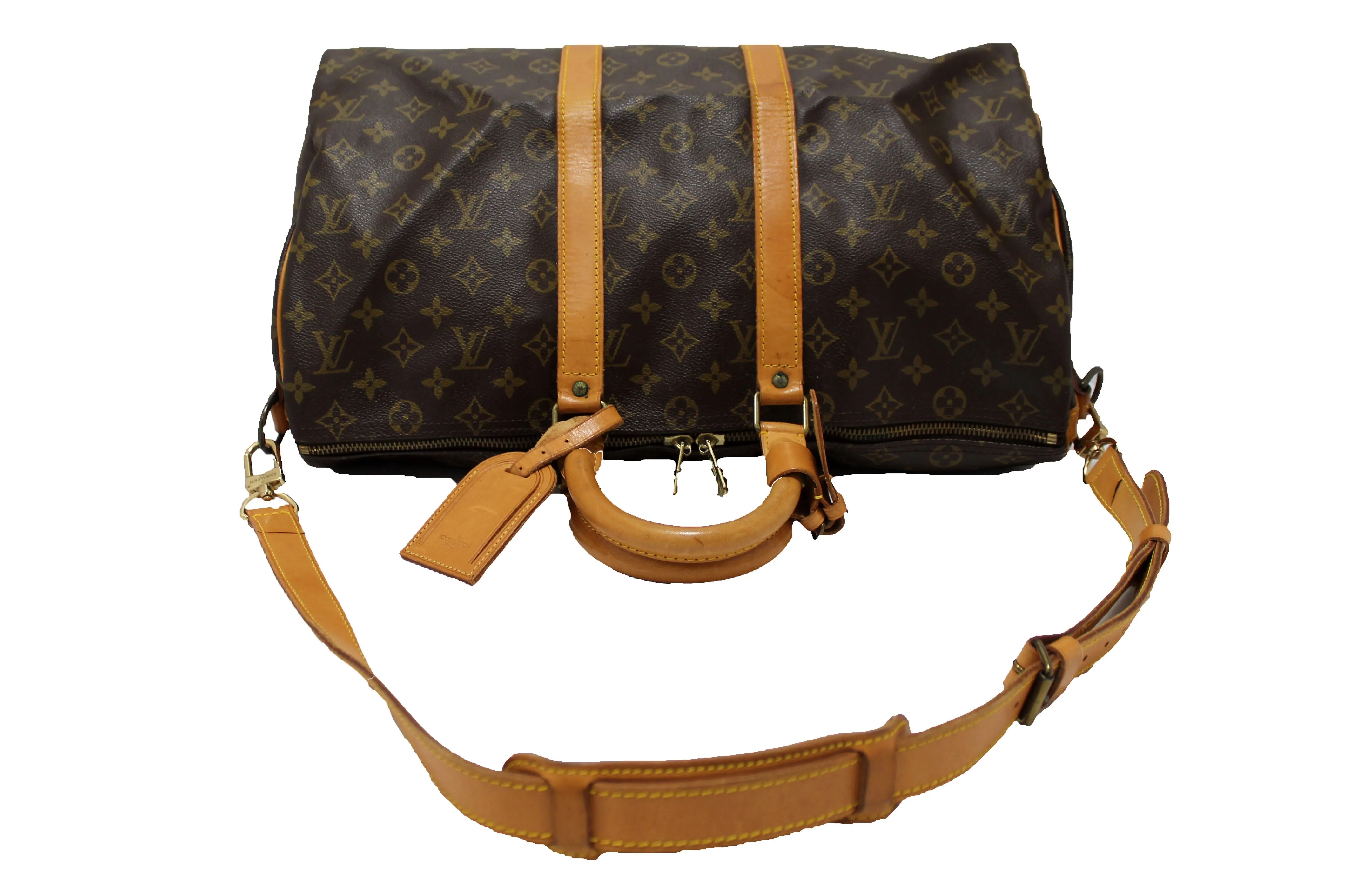 Authentic Louis Vuitton Classic Monogram Keepall Bandouliere 45 Travel Bag