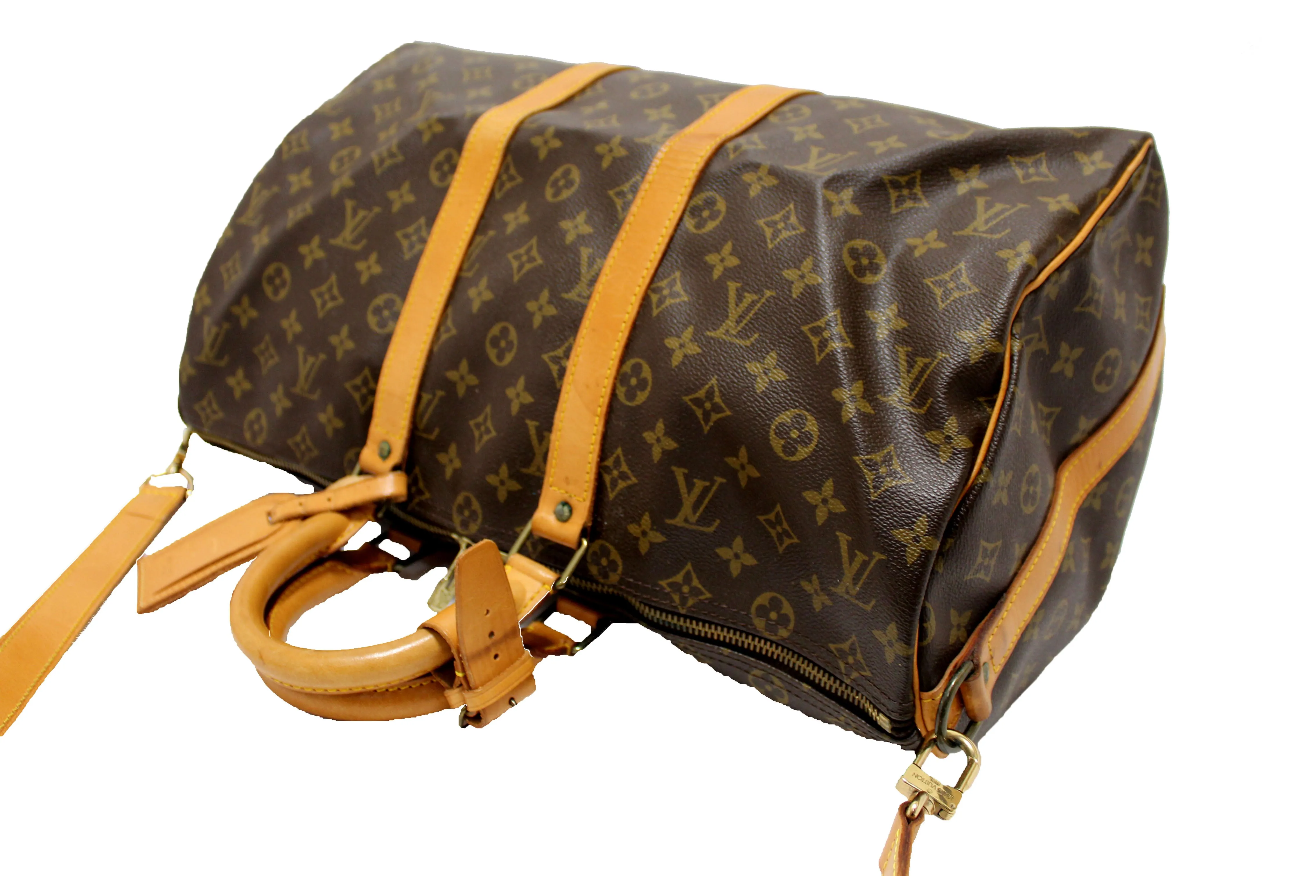 Authentic Louis Vuitton Classic Monogram Keepall Bandouliere 45 Travel Bag