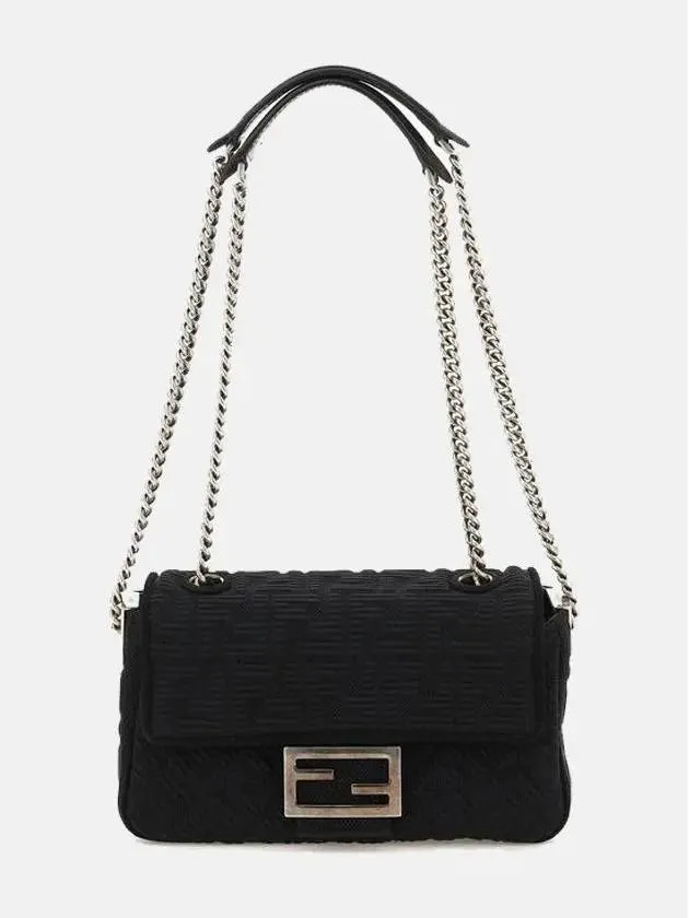 Baguette FF Fabric Chain Mini Bag Black