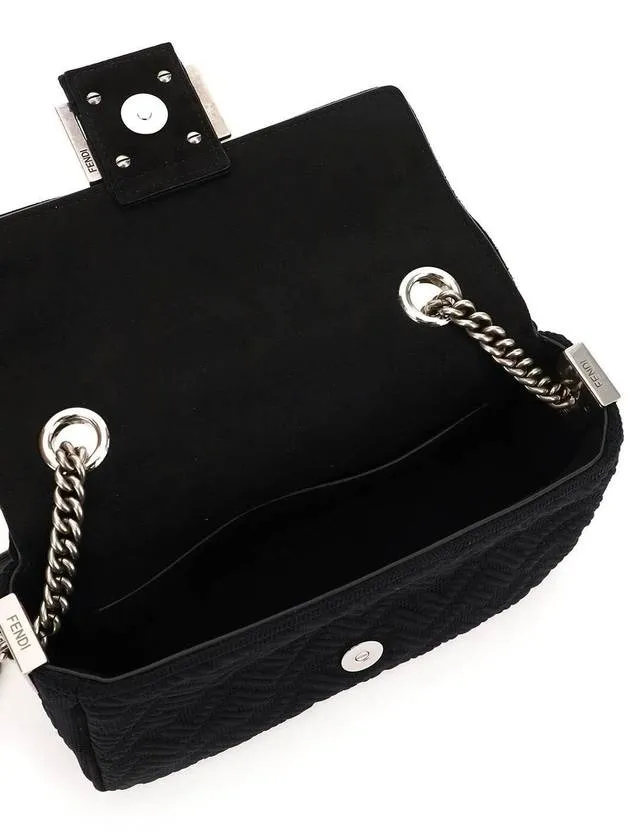 Baguette FF Fabric Chain Mini Bag Black