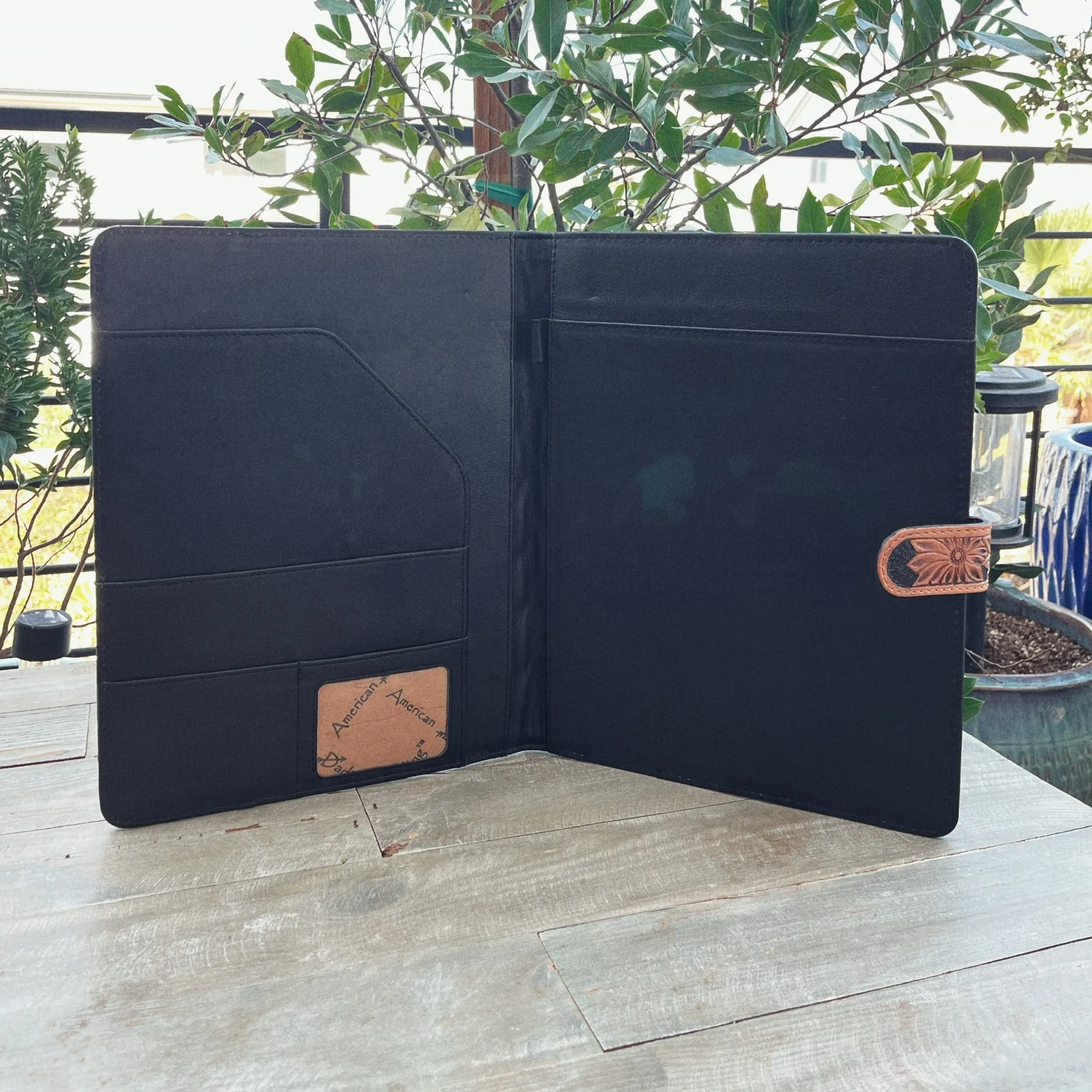Biscayne Hand Tooled Leather Portfolio