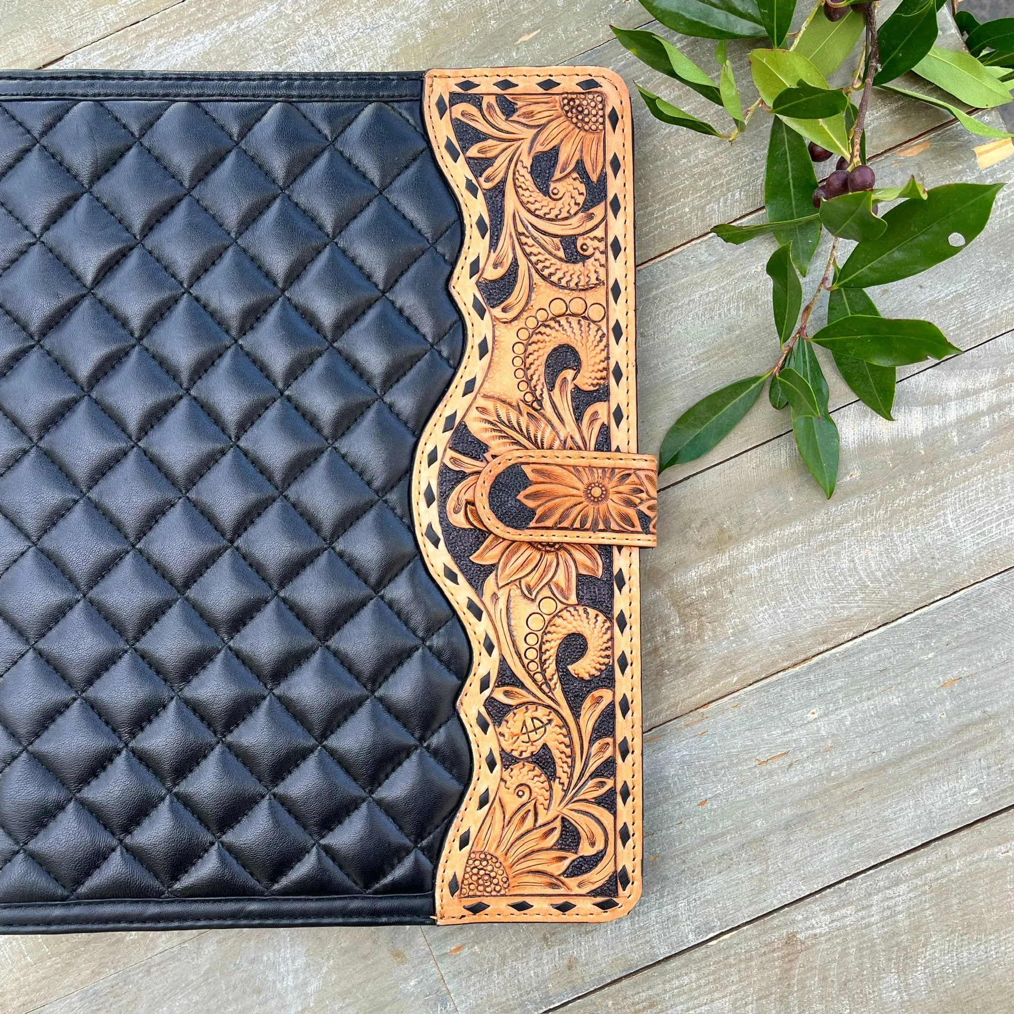 Biscayne Hand Tooled Leather Portfolio