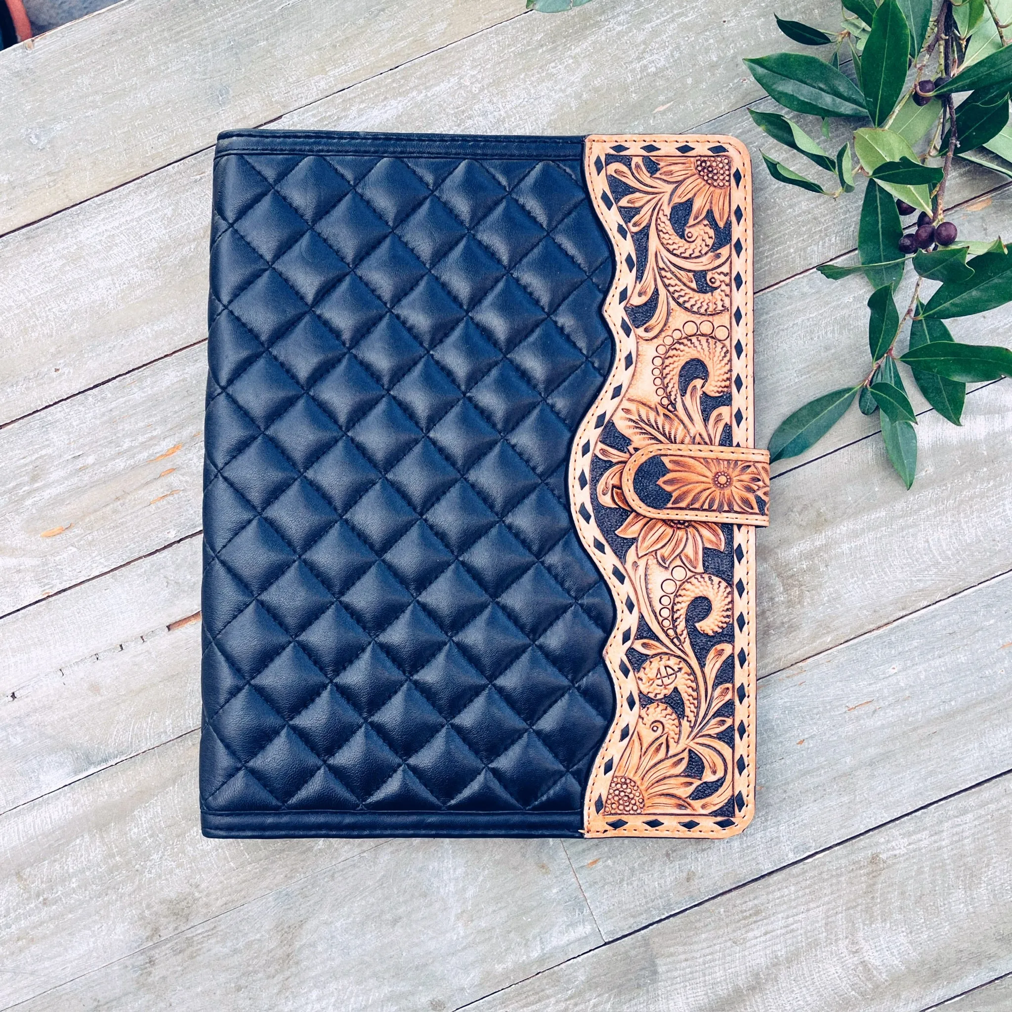 Biscayne Hand Tooled Leather Portfolio