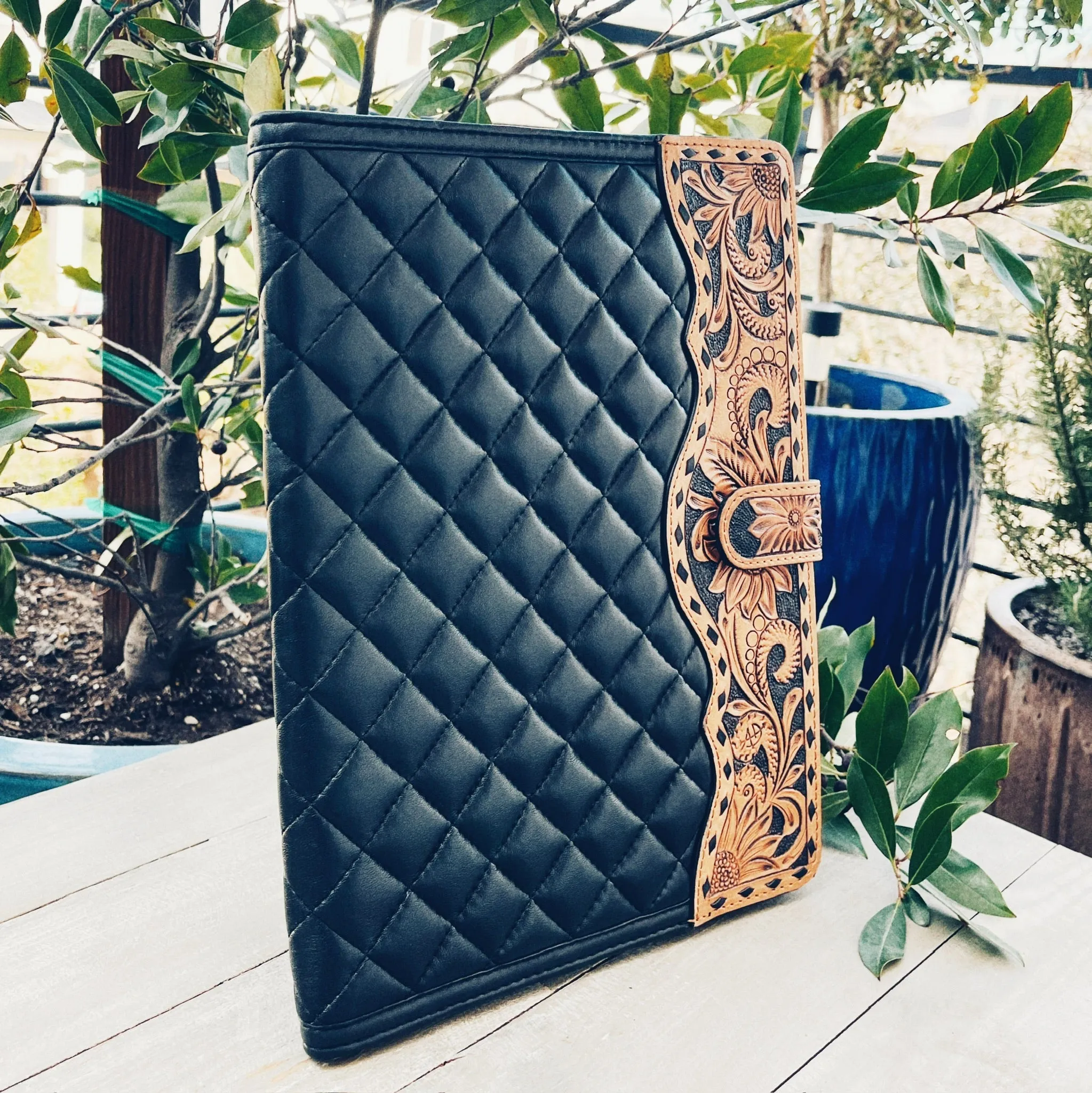 Biscayne Hand Tooled Leather Portfolio