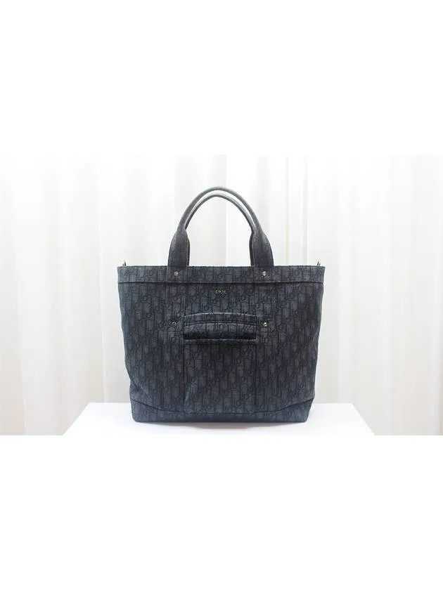 Black Oblique Jacquard Homme WW Tote Shoulder Bag 1WRSH178YJY H00N
