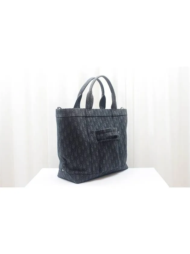 Black Oblique Jacquard Homme WW Tote Shoulder Bag 1WRSH178YJY H00N