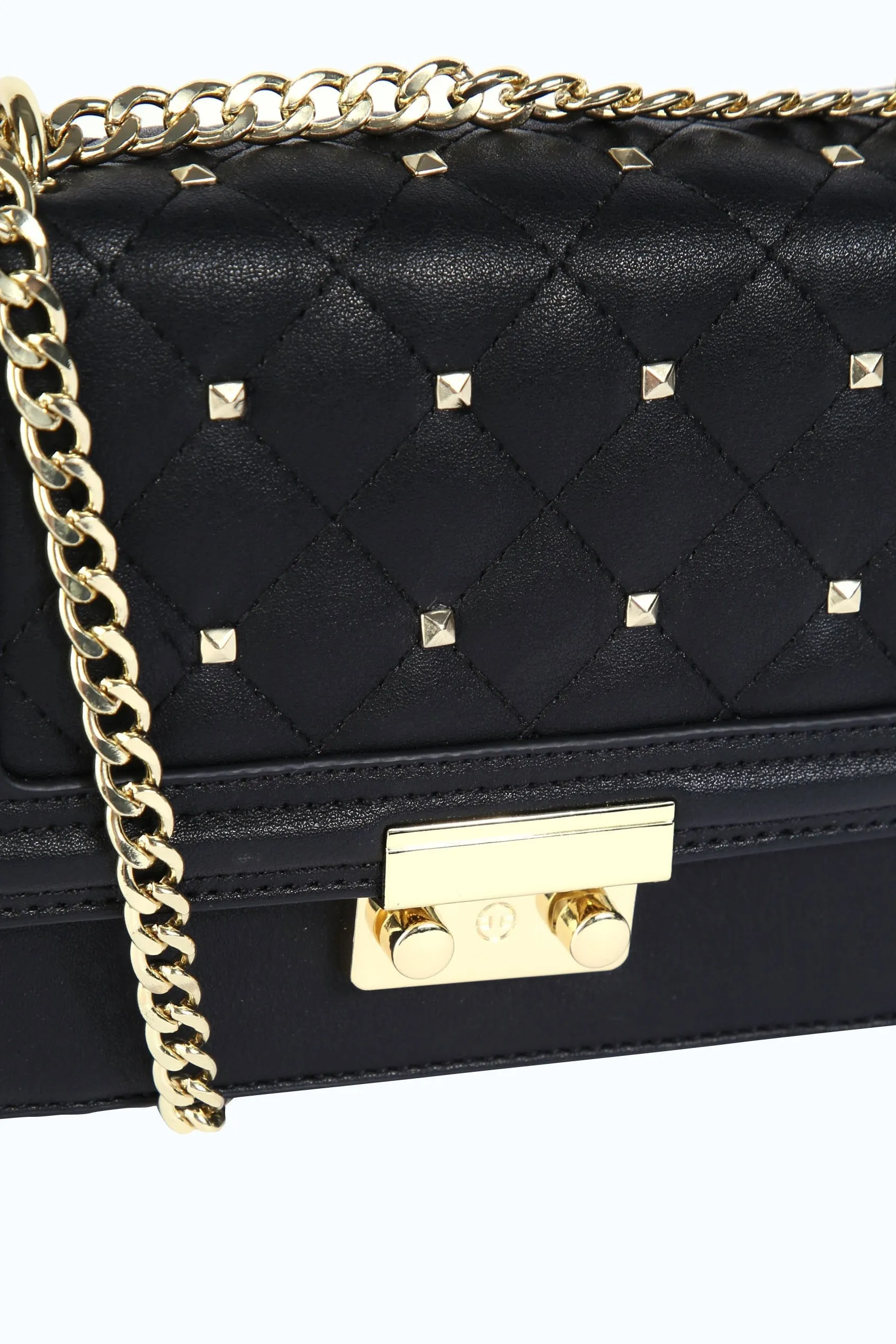 Black Studded Flap Shoulder Bag