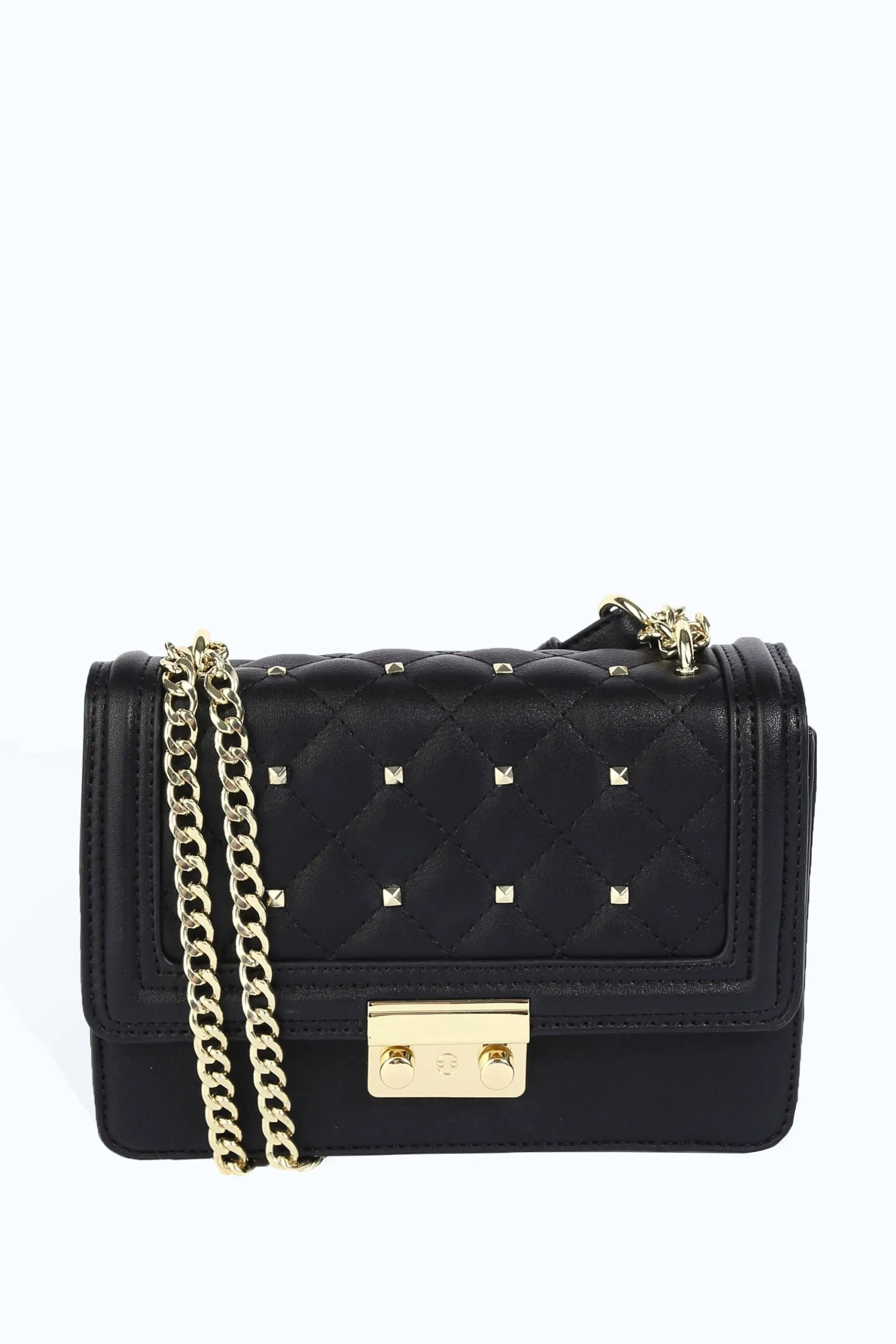 Black Studded Flap Shoulder Bag