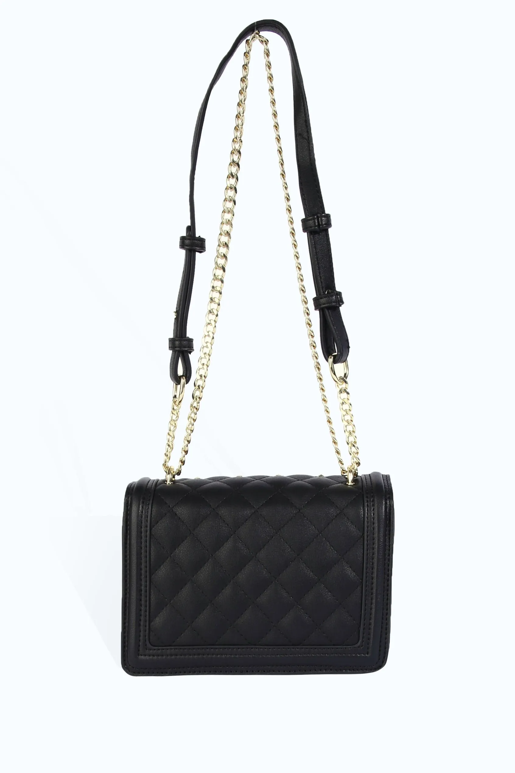 Black Studded Flap Shoulder Bag