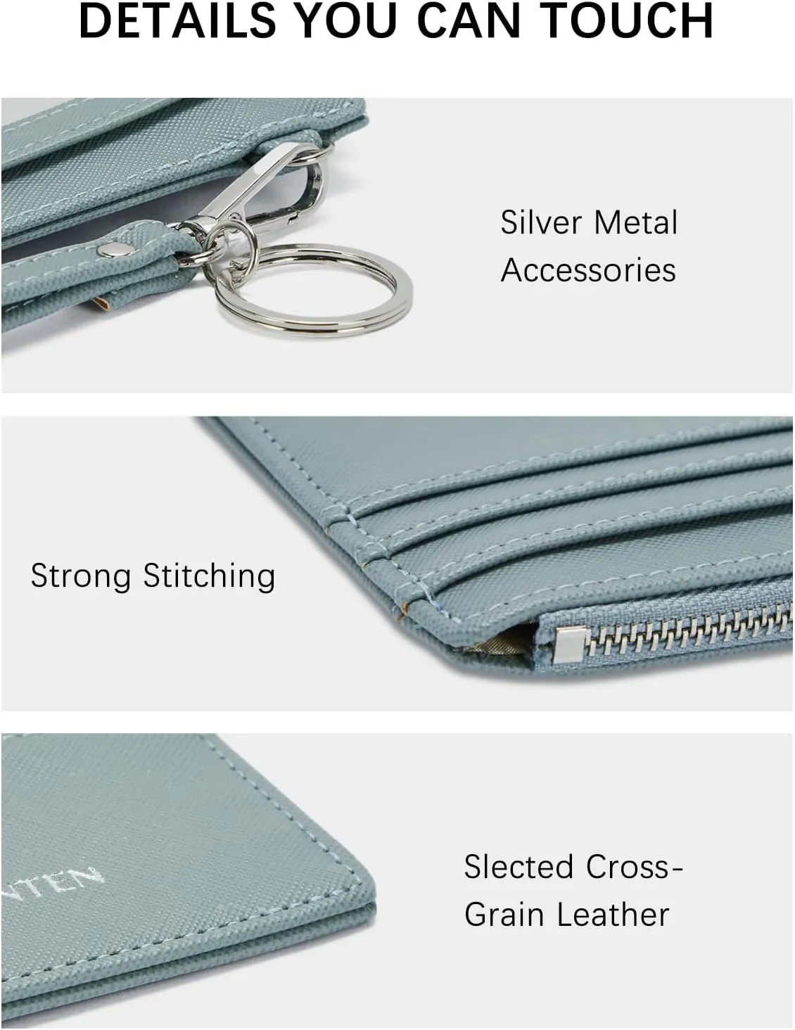 BOSTANTEN Small Wallet For Women RFID Leather Credit Card Holder Slim Wristlet Keychain Wallet With Zipper Pocket