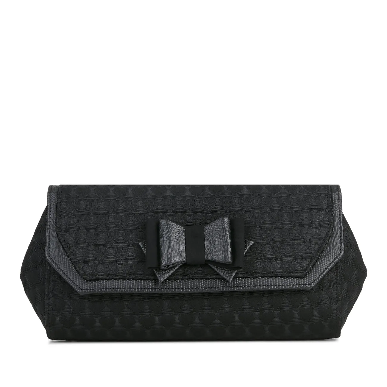 Brighton Noir Black Bow Clutch Bag (Matches Ivy Heels) by Ruby Shoo