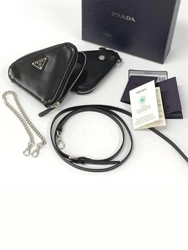 Brushed Leather Chain Mini  Shoulder Bag Black
