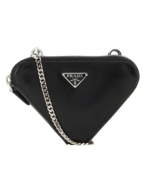 Brushed Leather Chain Mini  Shoulder Bag Black