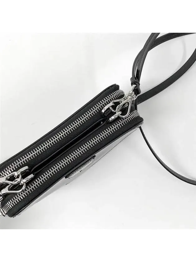 Brushed Leather Chain Mini  Shoulder Bag Black