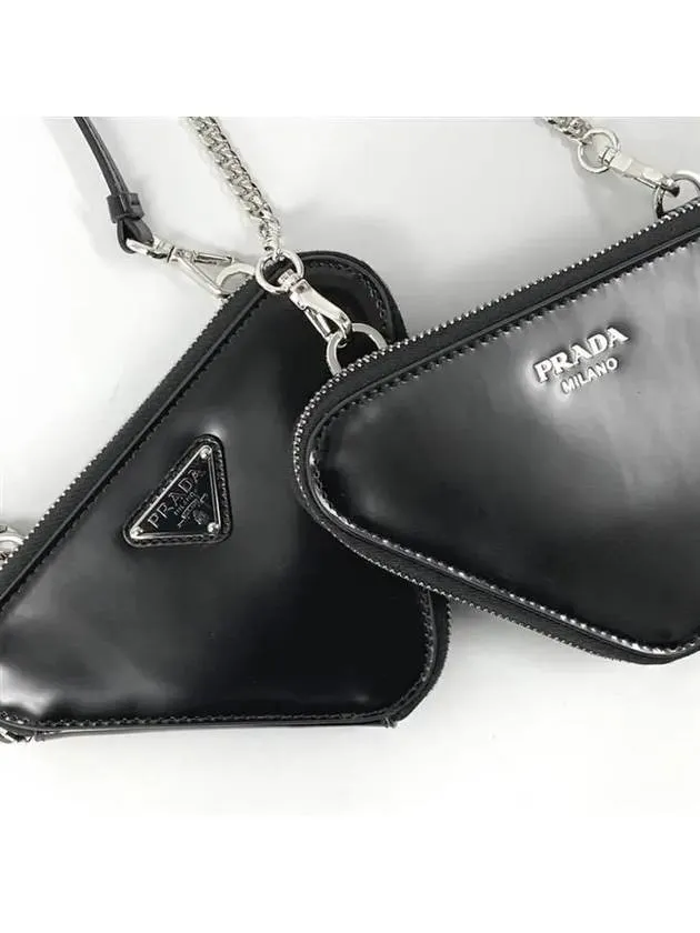 Brushed Leather Chain Mini  Shoulder Bag Black