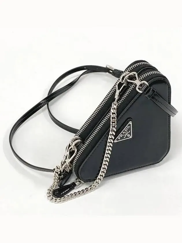 Brushed Leather Chain Mini  Shoulder Bag Black