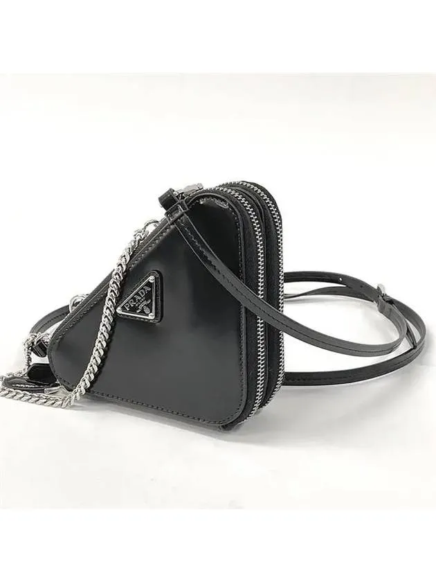 Brushed Leather Chain Mini  Shoulder Bag Black
