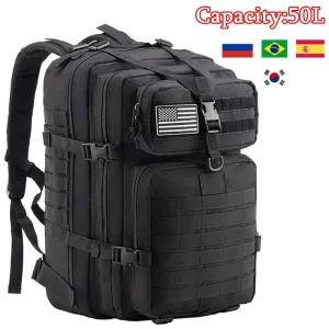 Camping Men Military Tactical Backpack Trekking Bag Waterproof Large Capacity Rucksacks 50L Sports Camping Hunting Backpack