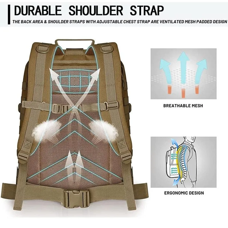 Camping Men Military Tactical Backpack Trekking Bag Waterproof Large Capacity Rucksacks 50L Sports Camping Hunting Backpack