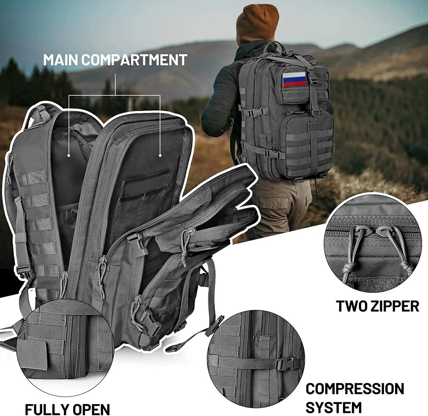 Camping Men Military Tactical Backpack Trekking Bag Waterproof Large Capacity Rucksacks 50L Sports Camping Hunting Backpack