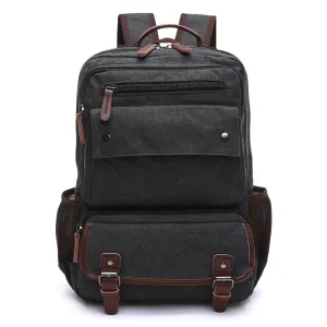 Canvas College Laptop Backpack, Durable Rucksack Travel Notebook School Book Bag for Men Women Military