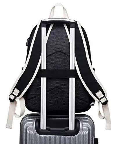 Canvas Travel Laptop Backpacks Womens College Backpack School Bag 15 inch USB Daypack Outdoor
