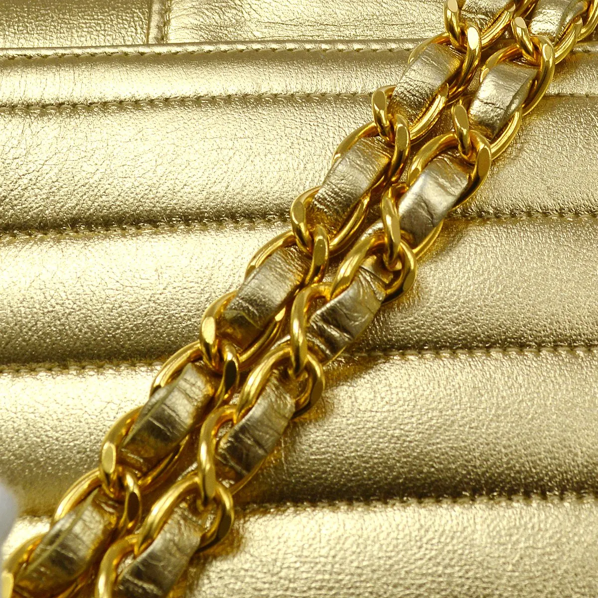 Chanel 1991-1994 Gold Lambskin Horizontal Flap Small GS02306e