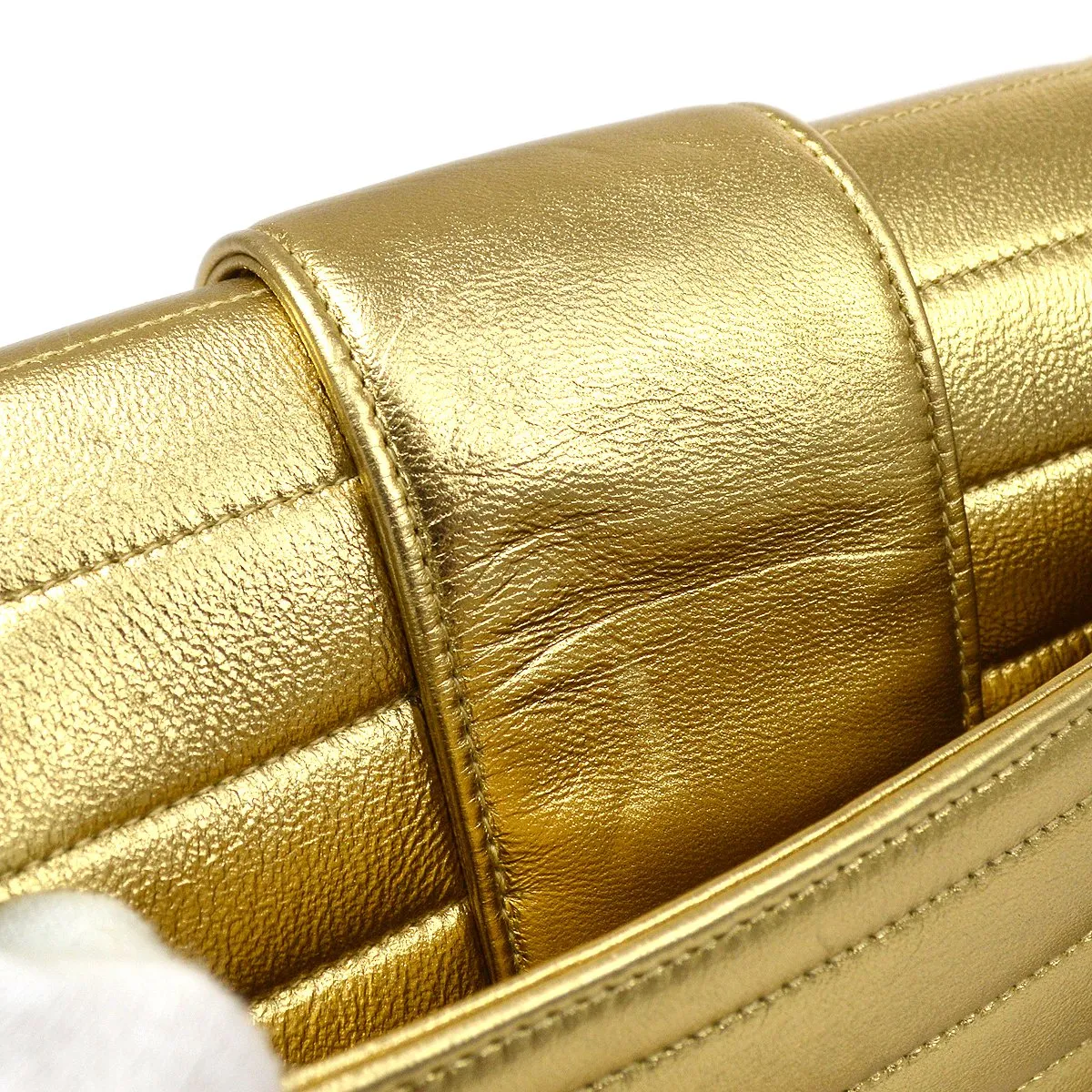 Chanel 1991-1994 Gold Lambskin Horizontal Flap Small GS02306e