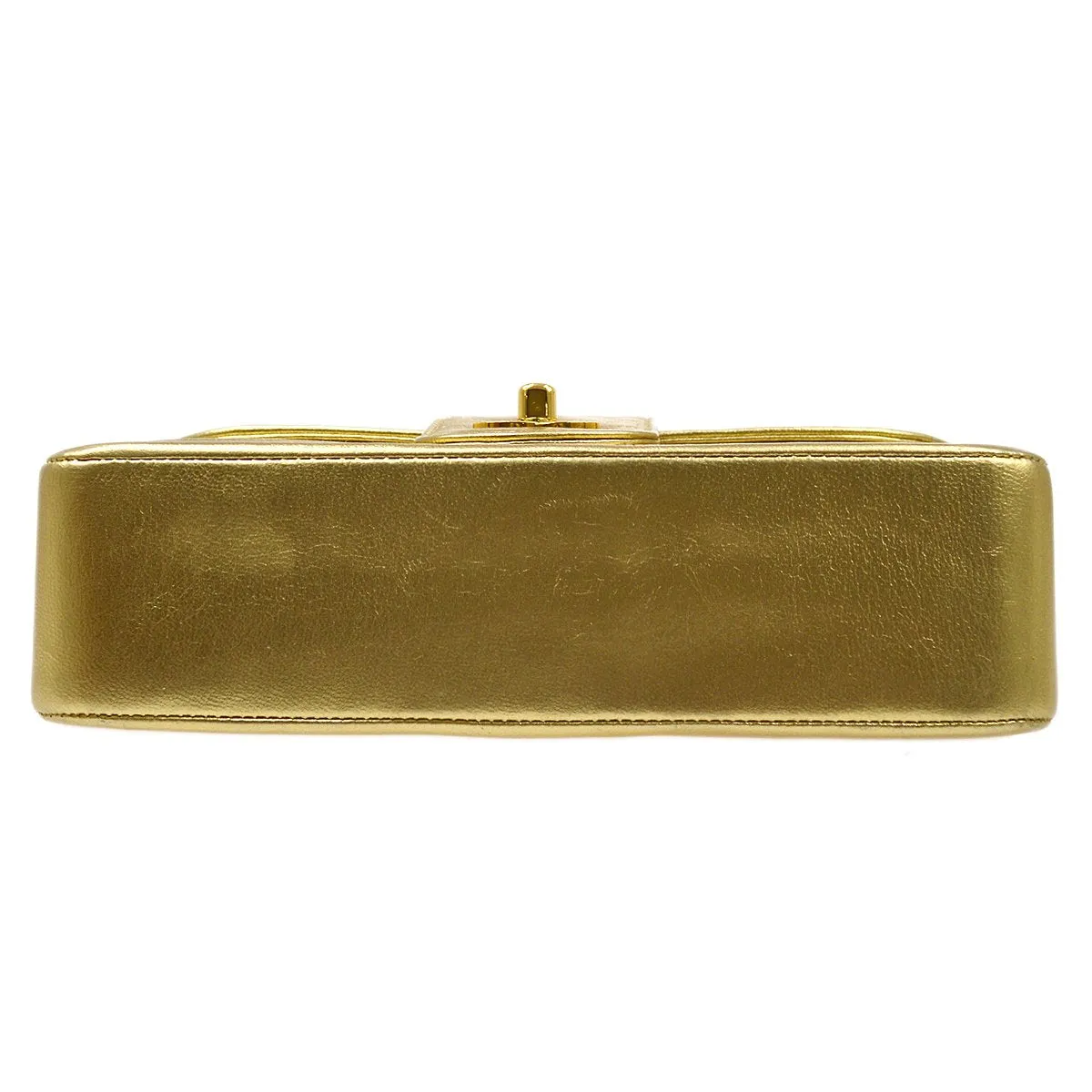 Chanel 1991-1994 Gold Lambskin Horizontal Flap Small GS02306e