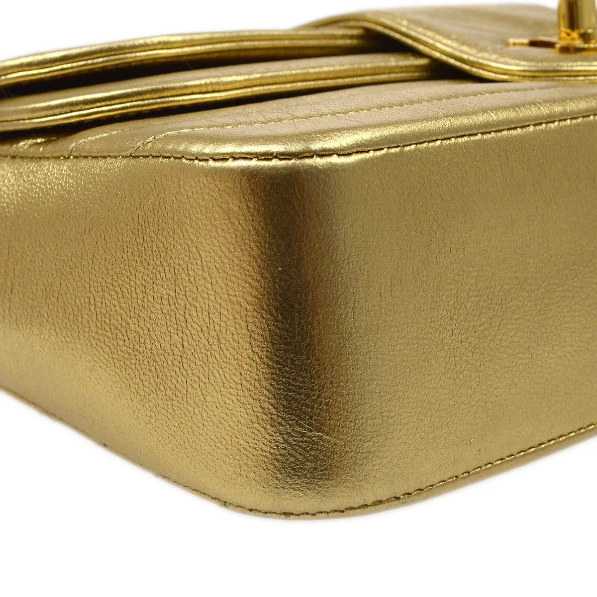 Chanel 1991-1994 Gold Lambskin Horizontal Flap Small GS02306e