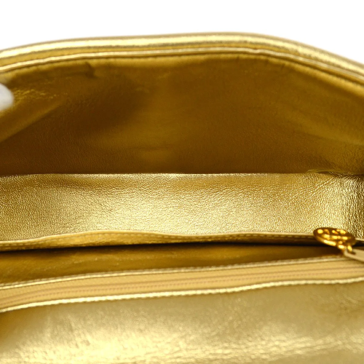 Chanel 1991-1994 Gold Lambskin Horizontal Flap Small GS02306e