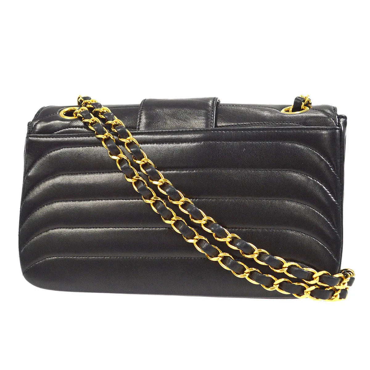 CHANEL 1991-1994 Horizontal Flap Small Black Lambskin 17861