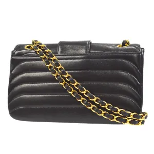 CHANEL 1991-1994 Horizontal Flap Small Black Lambskin 17861