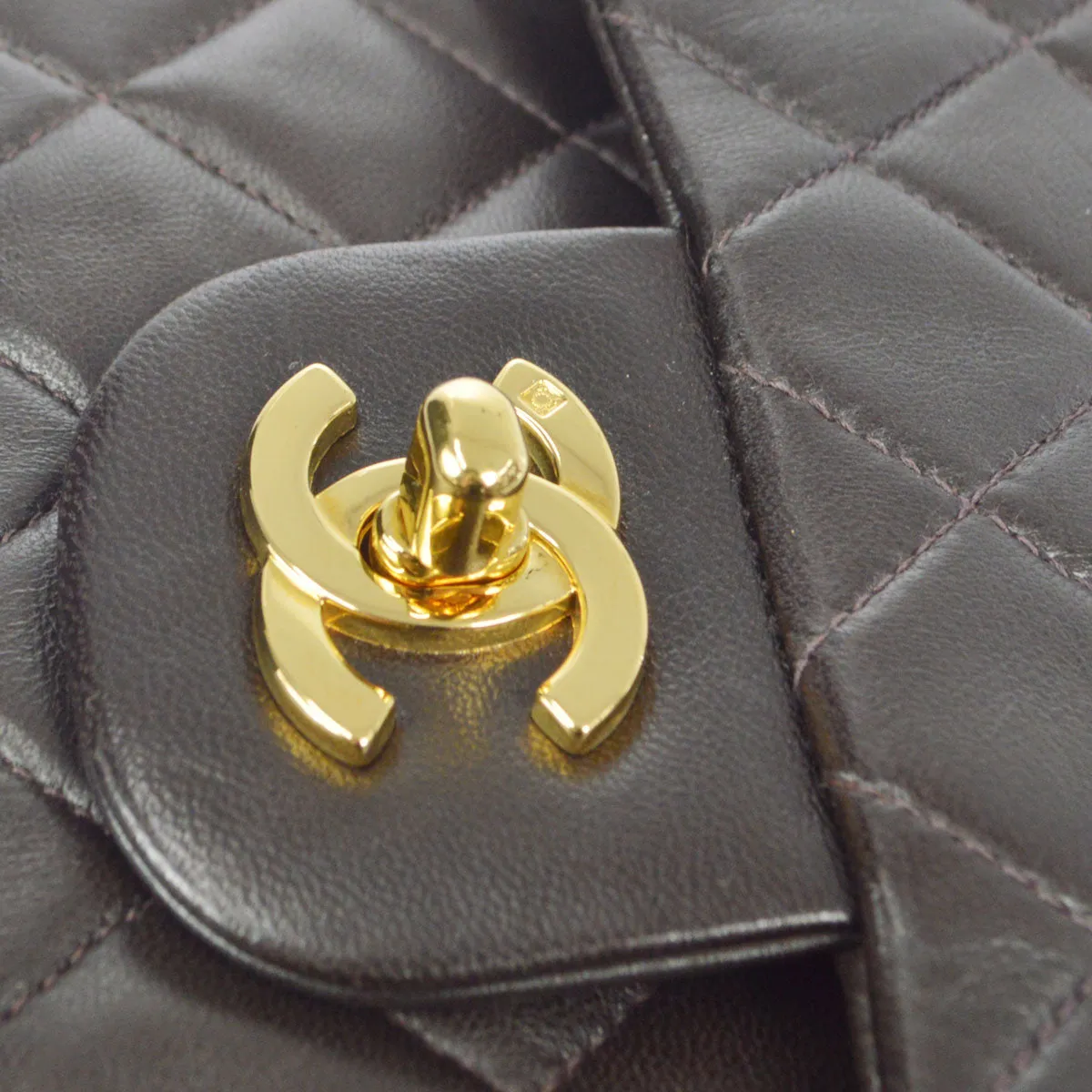 CHANEL 1994-1996 Classic Double Flap Small Brown Lambskin 76949