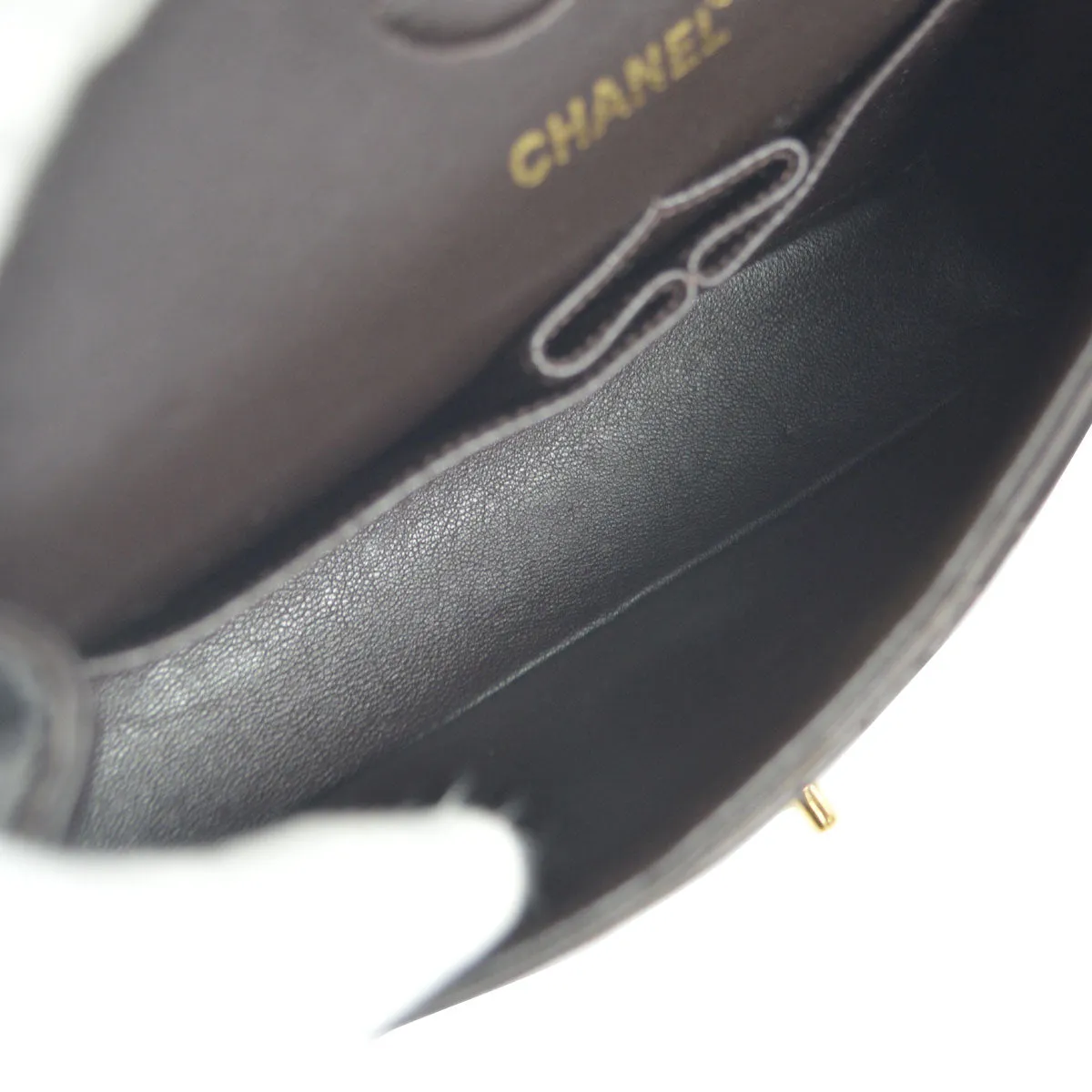 CHANEL 1994-1996 Classic Double Flap Small Brown Lambskin 76949