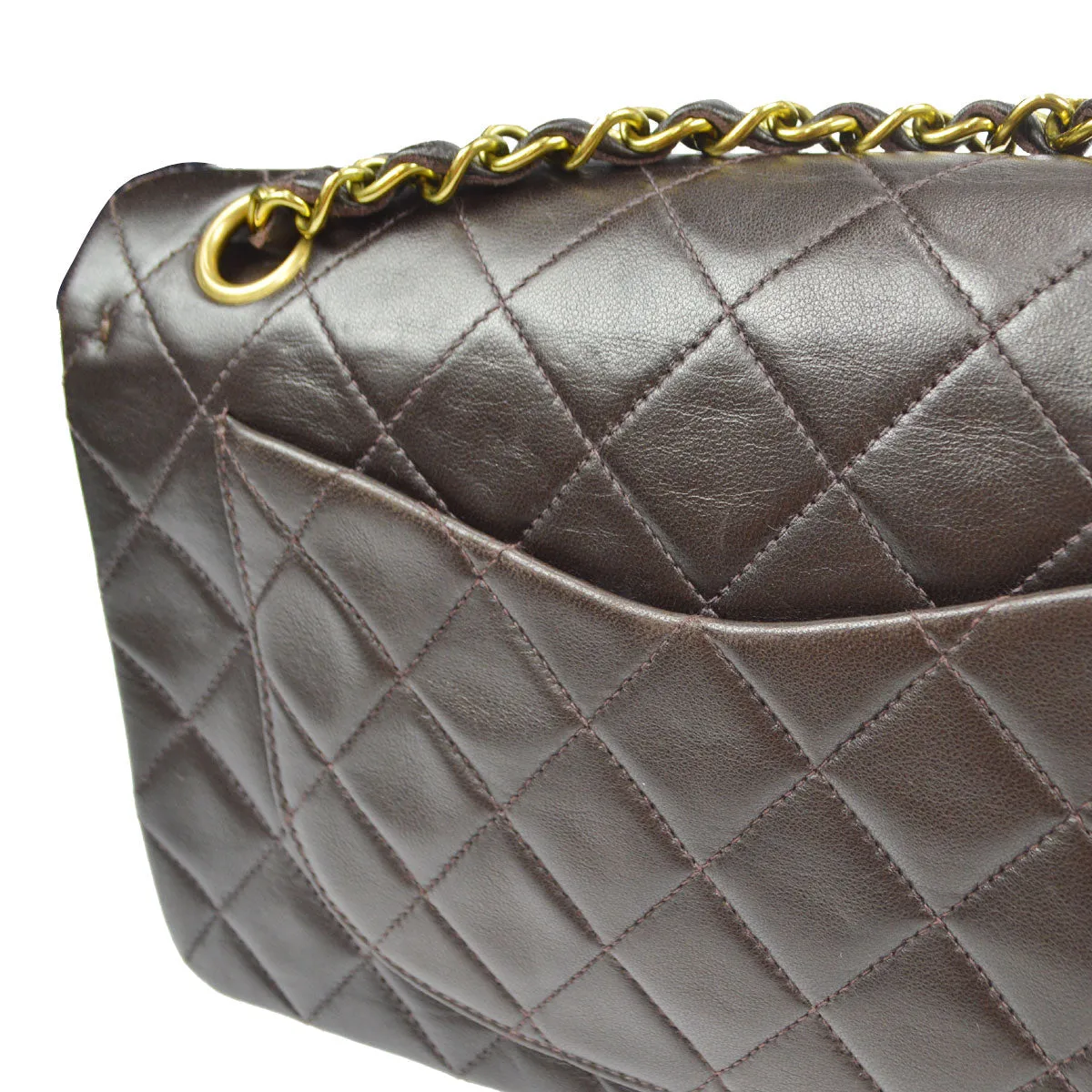 CHANEL 1994-1996 Classic Double Flap Small Brown Lambskin 76949