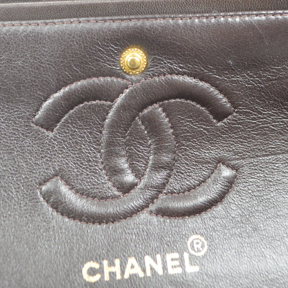 CHANEL 1994-1996 Classic Double Flap Small Brown Lambskin 76949