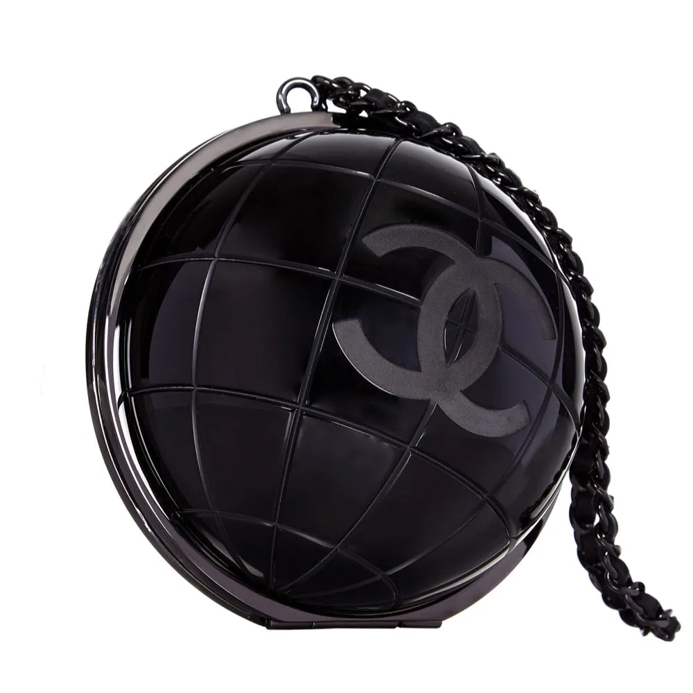 CHANEL Black Globe Minaudiere Clutch
