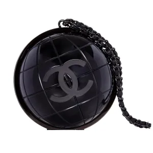 CHANEL Black Globe Minaudiere Clutch
